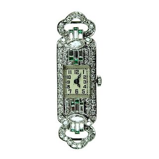 Art Deco Platinum Wrist Watch By Plymouth Watch