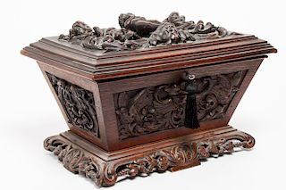 Continental Renaissance-Style Oak Tabletop Coffer