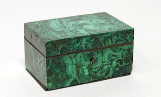 Malachite & Wood-Lined Trinket Box, 19th C