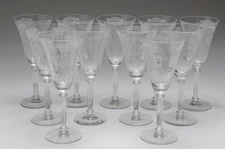 Acid-Etched Crystal Goblets or Wine Glasses, 12