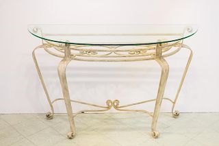 Mid-Century Modern Wrought Iron Console Table