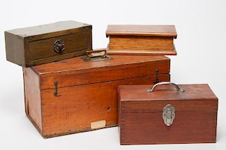 Wood Storage Cases, Group of 4, Antique & Vintage