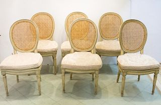 Louis XVI-Manner Wood Side Chairs, 6