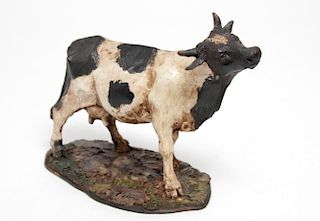 Illegibly Signed- Ceramic & Polychrome Cow