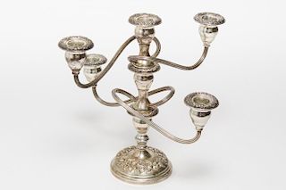Sterling Silver Candelabrum, Weighted, by S. Kirk
