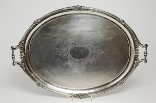 German Silver Tray- Antique, Chased & Twin-Handled