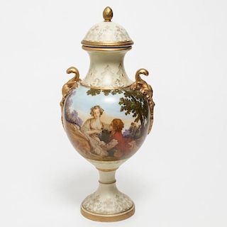 Paris Porcelain- Hand-Painted Urn with Landscape