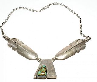 Bennie Ration Navajo Silver & Turquoise Necklace