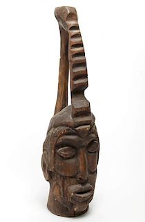 Folk Art Tribal Wood Carving of a Head