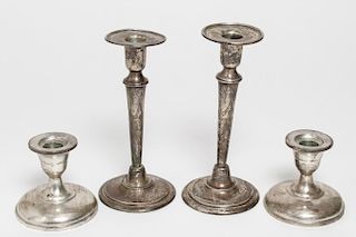 Sterling Silver Candlesticks, Weighted inc Barbour