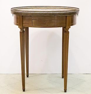 Louis XVI-Style Marble & Wood Gueridon Table