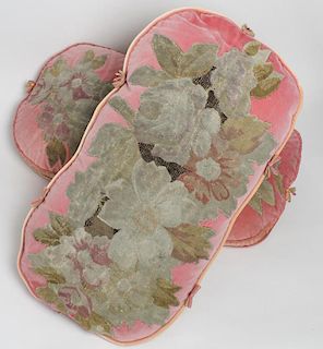 Cushions w. Antique Floral Tapestry Fragments, 2