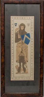 English Medieval Tombstone Effigy Color Engraving