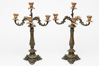 Victorian Bronzed & Gilt Iron 4-Light Candelabra