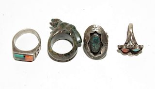 Native American Silver & Turquoise & Fetish Rings