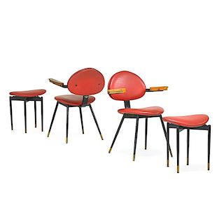 CARLO MOLLINO Pair of armchairs and stools