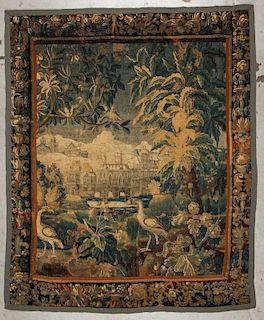 17th C. Flemish Verdure Tapestry: 6'6'' x 8'1''