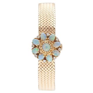 Luva Opal and Diamond Bracelet Watch in 14 Karat Yellow Gold