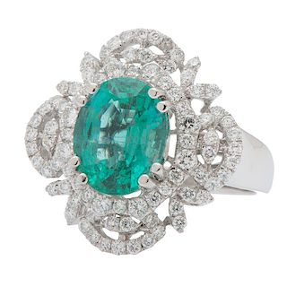 Orianne Emerald and Diamond Ring in Platinum