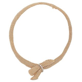Woven Mesh Necklace/Brooch in 14 Karat Yellow Gold
