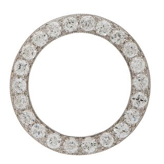 Diamond Circle Brooch in Platinum