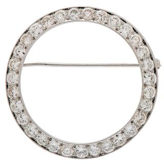 Diamond Circle Brooch in Platinum