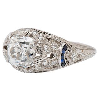 Diamond Art Deco Platinum Ring