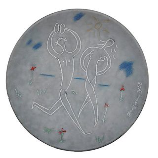 JEAN COCTEAU Glazed ceramic plate