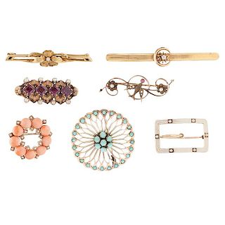 Victorian and Edwardian Brooches in Karat Gold