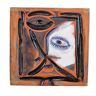 PABLO PICASSO; MADOURA Plaque, "Cubist face"