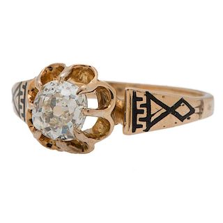 Victorian Diamond Solitaire Ring in 18 Karat Gold