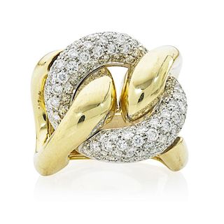 DIAMOND & YELLOW GOLD SCARF RING