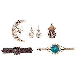 Victorian Paste Jewelry in Karat Gold PLUS Bar Pins