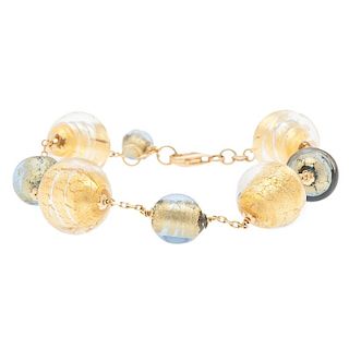 Glass Bead Bracelet in 18 Karat Yellow Gold