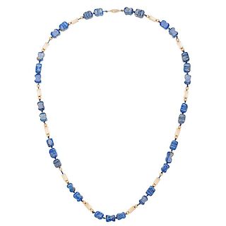 Lapis Lazuli Necklace with 14 Karat Gold Beads