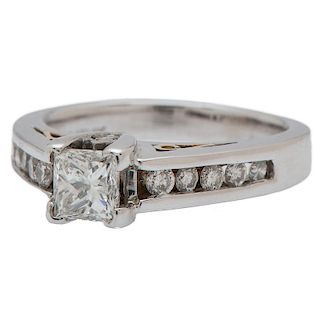 Princess Cut Diamond Ring in 14 Karat White Gold