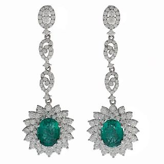 Orianne  Emerald and Diamond Earrings in Platinum