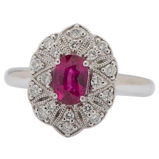 GIA Certified Unheated Natural Ruby and Diamond Orianne Ring in Platinum