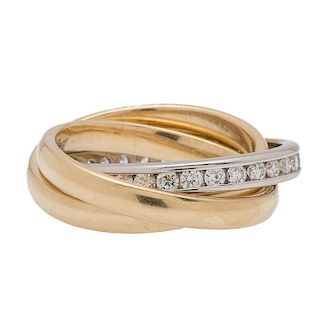 Diamond Rolling Rings in 18 Karat White and Yellow Gold