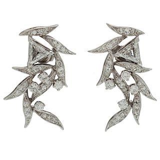 Diamond Earrings in 14 Karat White Gold