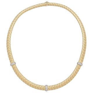 Roberto Coin Woven Silk Diamond Necklace in 18 Karat Yellow Gold