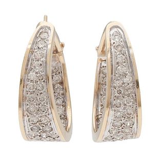 Diamond Earrings in 14 Karat White and Yellow Gold