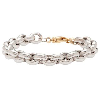 Cable Bracelet in 14 Karat White Gold with Yellow Gold Clasp