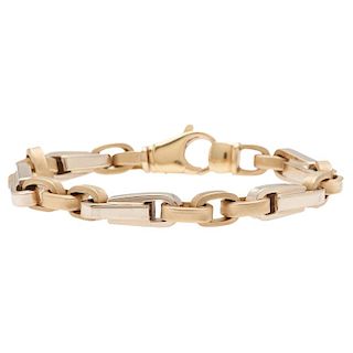 Heavy Link Bracelet in 18 Karat Two-Tone Gold
