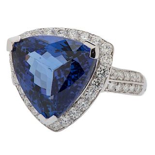 GIA Certified Natural Tanzanite and Diamond Ring in in Platinum by Orianne