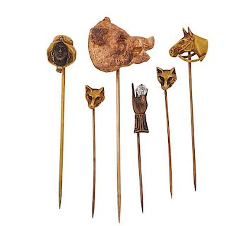 COLLECTION OF ANTIQUE GOLD-FILLED STICKPINS