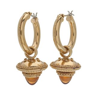 Citrine Drop Earrings in 22 Karat Gold