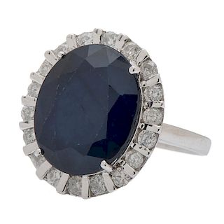 Sapphire and Diamond Ring in 14 Karat White Gold