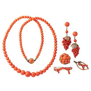 COLLECTION OF CORAL JEWELRY