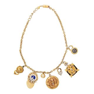 YELLOW GOLD CHARM NECKLACE
